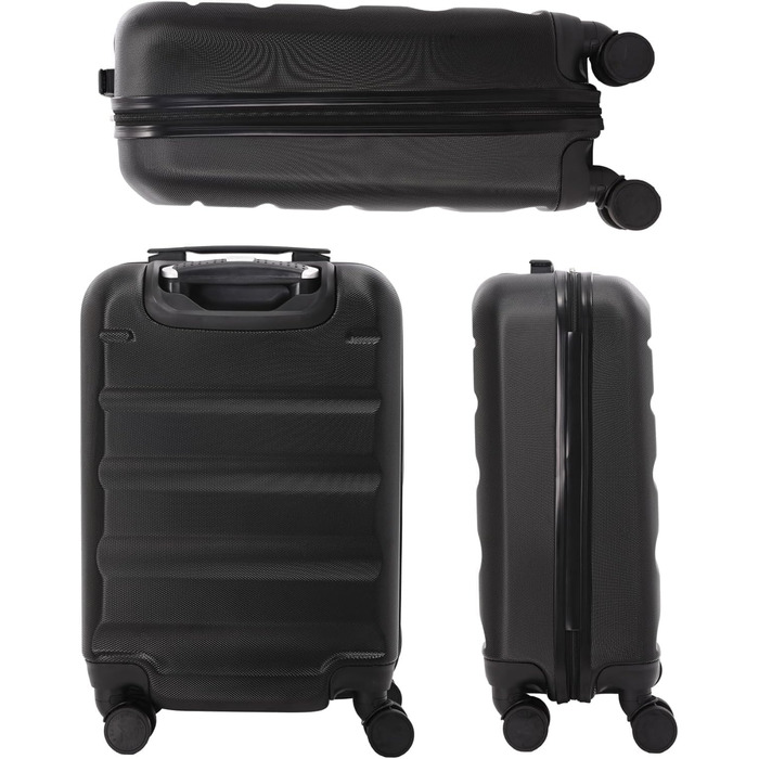 Aerolite XL Large Lightweight ABS Hard Shell 4-Wheel Trolley Suitcase Travel Suitcase Hard Shell Suitcase Rolling Suitcase Luggage, 79cm, (Black, 55cm Carry-on)