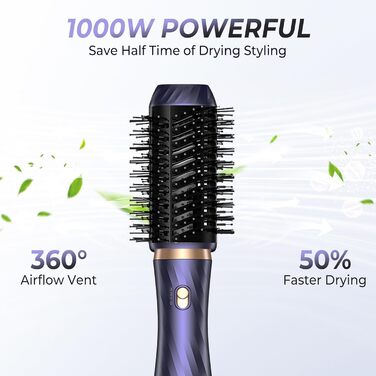 Фен та стайлер для волосся 6 в 1, Набір Airstyler з автоматичною завивкою, кругла щітка-фен, термощітка, фен, гаряча повітряна щітка, подарунковий набір мультистайлер для жінок, чорний (Z-blue)
