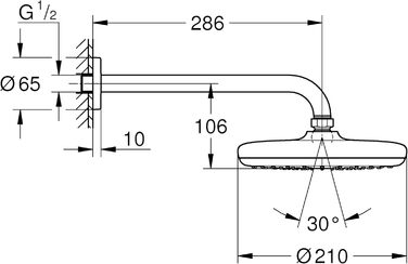 Grohe Tempesta 210 Showerhead, 26408000 (Chrome, with Shower Arm)
