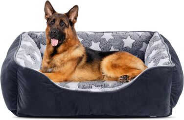 FURTIME Dog Bed - Medium Dogs, Dog Basket, Washable Dog Cushion, Non-Slip Dog Beds, Fluffy Dog Mattress with Raised Edges, Soft Dog Sofa for Dogs, Cats - Black/Stars (XXL(106x80x23cm))