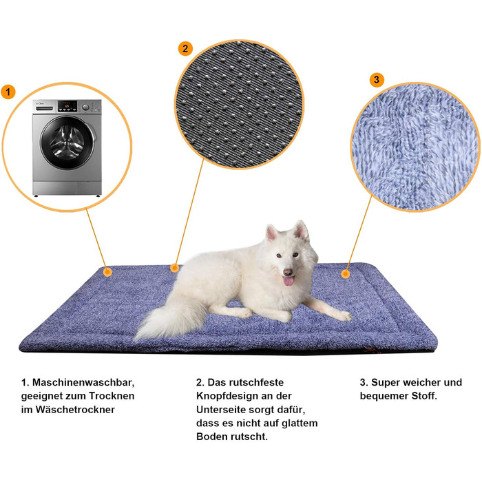 М'яка ковдра для собак та котів Raikou з плюшевою подушкою, 80x60 см, блакитний мікс (миється, не ковзає)