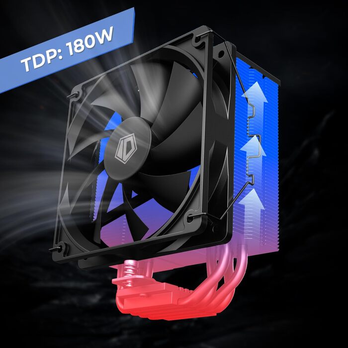ID-COOLING SE-214-XT Black: Кулер CPU з чорним дизайном, 4 теплові трубки, 120мм вентилятор, сумісний з LGA1700/1851/1200/115X, AMD AM5/AM4