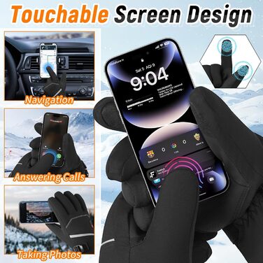 Гріючі рукавички для чоловіків та жінок, 3-рівневий нагрів, на батареї 7.4V 20000mAh, до 12 годин роботи, водонепроникні для катання на лижах, піших прогулянок, велосипеда, кемпінгу