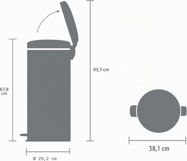 Сміттєвий відер Brabantia з внутрішнім пластиковим відром, сталь, матовий червоний (Mineralrot), 30 л