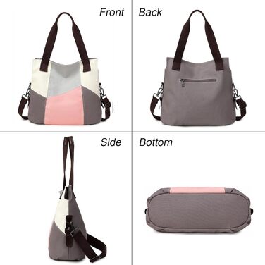 Сумка жіноча Canvas через плече Hobo великої місткості, рожева - для школи, шопінгу, повсякденного використання