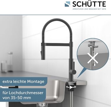 Кухонний змішувач SCHÜTTE 79147 MIAMI з висувною насадкою, 360° поворот, Soft Touch, магнітна струменіва, для мийки, графіт