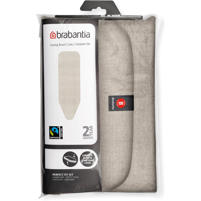 Чохол для прасувальної дошки Brabantia B 124 x 38 см, Джинсовий сірий | Верхній шар 100% бавовна, 8 мм пінополіуретанове наповнення | Ідеально підходить для прасувальних дошок розміру B | Зносостійкий, пральний, легко одягається