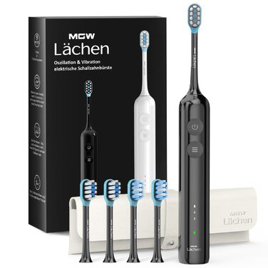 Електрична зубна щітка MGW Lächen – звукова, 3 режими, 3 інтенсивності, IPX8, 4 насадки, біла