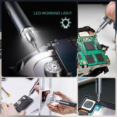 Електричний набір викруток ORIA, 51 в 1: міні-шуруповерт з 48 свердлами S2, набір для ювелірів, акумуляторний, USB, магнітний, 3 рівня моменту для телефону, годинника, камери