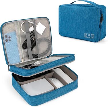 Водонепроникна сумка-органайзер для електроніки 2 відділення, 27x20x8 см, блакитна