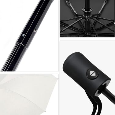 Зонт автоматичний штормостійкий з UV захистом, 8 ребер, легкий та міцний, білий