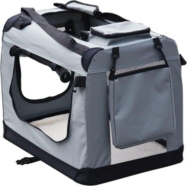 Складана переносна переносна коробка для собак та котів Fudajo, сіра, розмір S (50x35x35 см)