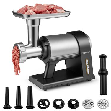 М'ясорубка електрична COSTWAY 2000 Вт з насадками для ковбас та кеббе, 3 диски, контейнер для зберігання - для дому та кухні