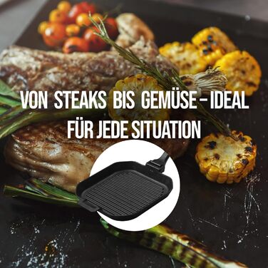 Сковорода Steak Champ з чавуну для гриля та плити, підходить для індукції, духовки, смаження і сервірування