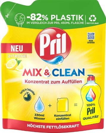 Засіб для миття посуду Pril Mix & Clean цитрусовий концентрат для дозаправки, 120 мл (набір 9 шт), висока жиророзчинна дія