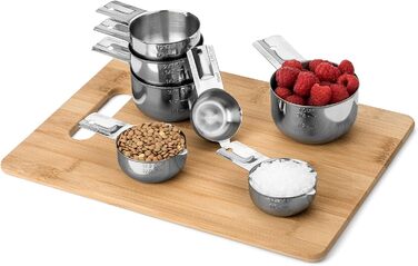 304 Stainless Steel Measuring Cup Set, 7-Piece, Stackable, with 1/8 Cup, 2 Tablespoons (Diverter Nozzle Model)