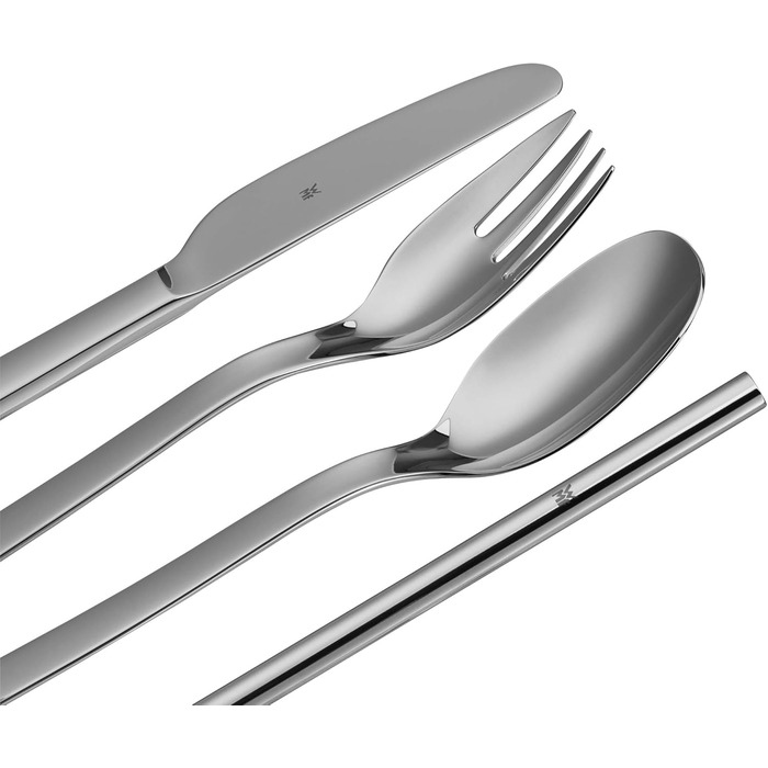 WMF my2Go Stainless Steel Cutlery Set, 8-Piece, Outdoor Travel Cutlery Set for 1 Person, Camping Cutlery with Case, Hiking Cutlery Environmentally Friendly, Straw, Cleaning Brush, Camping Accessories Gift