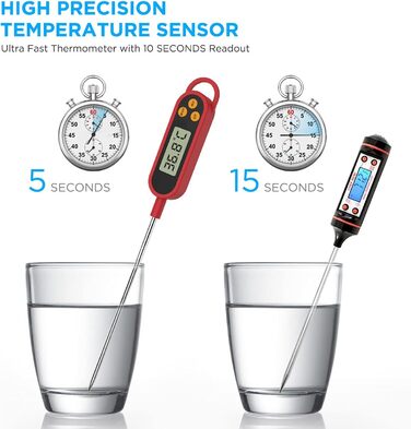 Цифровий термометр для кухні: приготування їжі, м'яса, молока, дитяче харчування | LCD дисплей, довга сонда