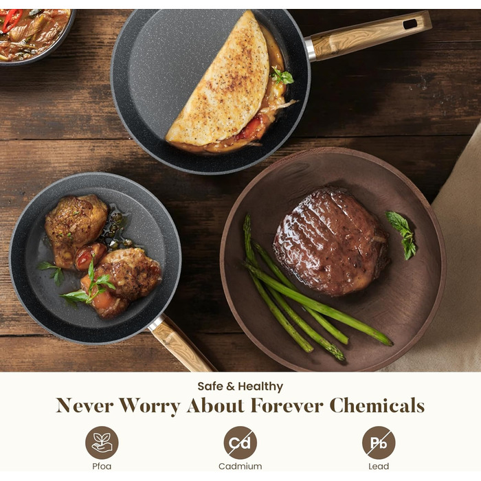 Набір посуду Kitchen Academy індукційний 10 предметів, гранітне антипригарне покриття, товстостінний, без PFOA/PFAS