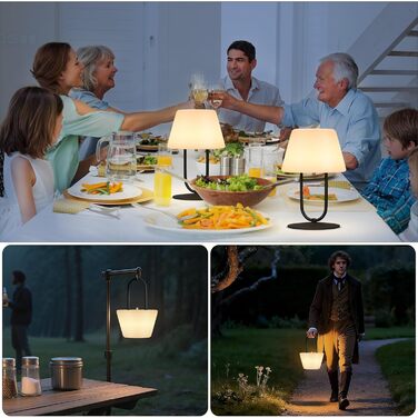 MALUX Акумуляторна настільна лампа LED, водонепроникна IP44, портативна, з димуванням та USB-C зарядкою (Конус)