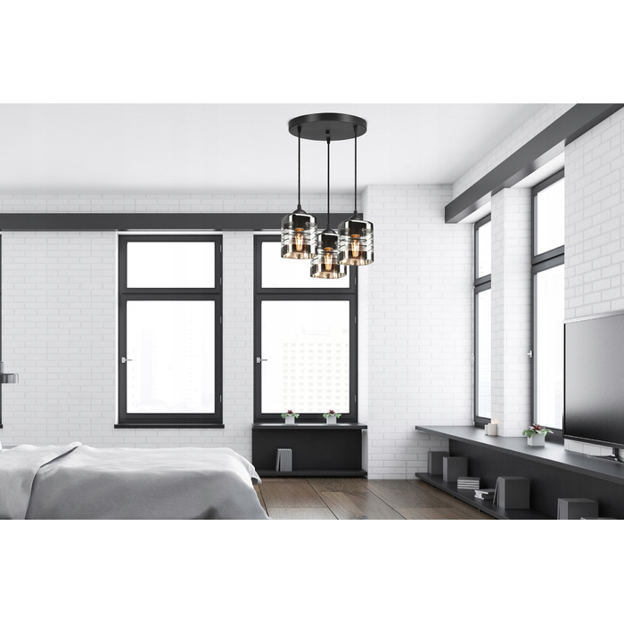 Підвісна лампа Luxolar Light Factory: скло та алюміній, 3 точки освітлення, цоколь E27