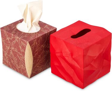 Essey Cosmetic Tissue Box Wipy Cube I, square tissue box dispenser, design tissue box, red, 13x13x13 cm