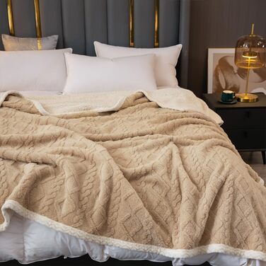 Плед Sherpa-Fleece з начосом, двосторонній, плюшевий, м'який, сірий-блакитний, 150 x 200 см