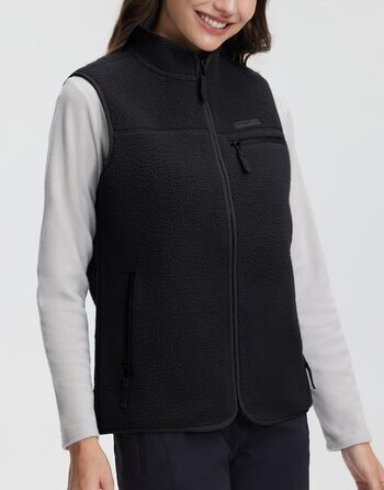 Флісова жилетка Pioneer Camp для жінок – тепла флісова жилетка з коміром та блискавкою для осені, походів, кемпінгу (Чорний, M)