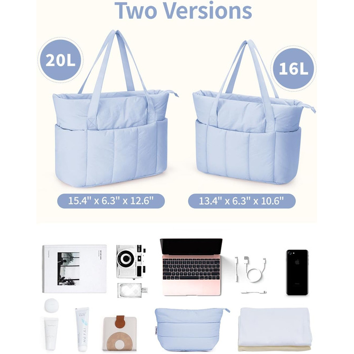 Сумка жіноча Narwey Shopper велика, легка - робоча сумка, сумка для навчання, сумка на плече, сумка-тоут з багатьма кишенями (Синя)