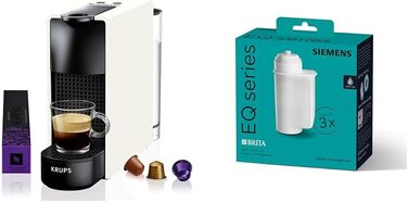 NESPRESSO Krups XN1101 Essenza Mini Coffee Capsule Machine | 1260W | white | 0.7 Liter & Siemens BRITA Intenza Water Filter TZ70033A White without Milk Frother Bundle with Water Filter
