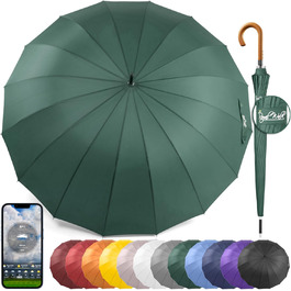 Royal Walk Automatic Travel Golf Umbrella - 54 Inch/137cm - Windproof, Waterproof, Large Size for 2 People - Classic Design, Wooden Handle, Unisex