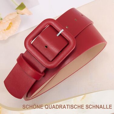 Жіночий шкіряний пояс JasGood широкого крою, колір: червоний, довжина 120 см (під талію 88-100 см)