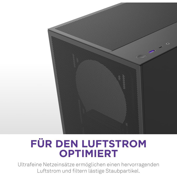 Корпус ПК NZXT H5 Flow Black - компактний ATX Mid-Tower для ігор з високою вентиляцією, 2 x 120mm вентилятори, підтримка радіаторів 360mm та 240mm, система кабельного менеджменту, скляна панель, 2024