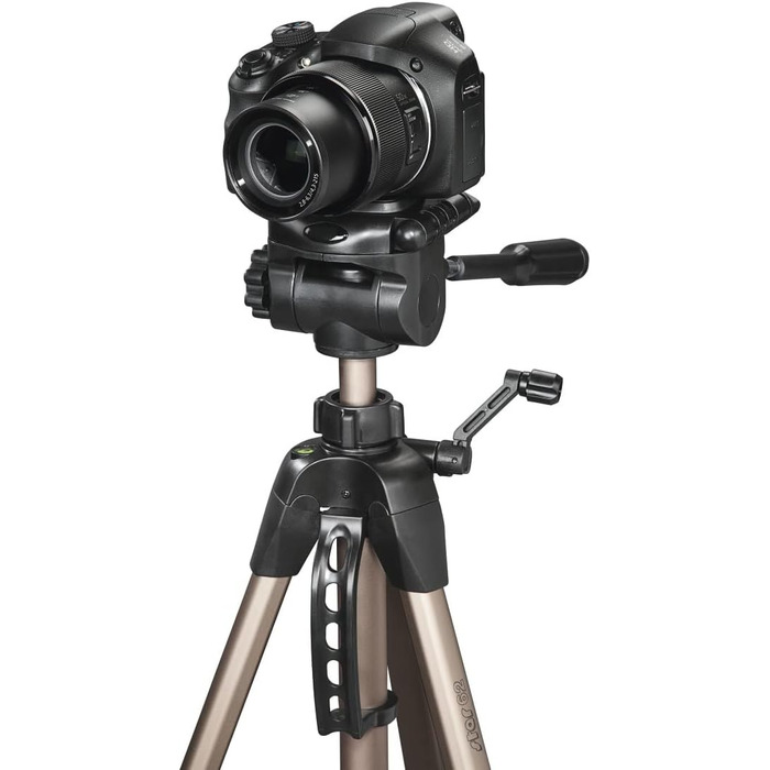 Штатив для камери Hama Star 62 - трипод з 3-стороннім кріпленням, 64-160см, для DSLR та системних камер, колір шампань