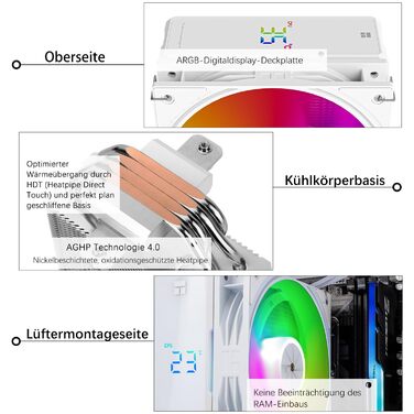 Thermalright Assassin X 120 Digital ARGB: Кулер для CPU з цифровим дисплеєм, білий, для AM5/AM4, Intel lga1851/1700