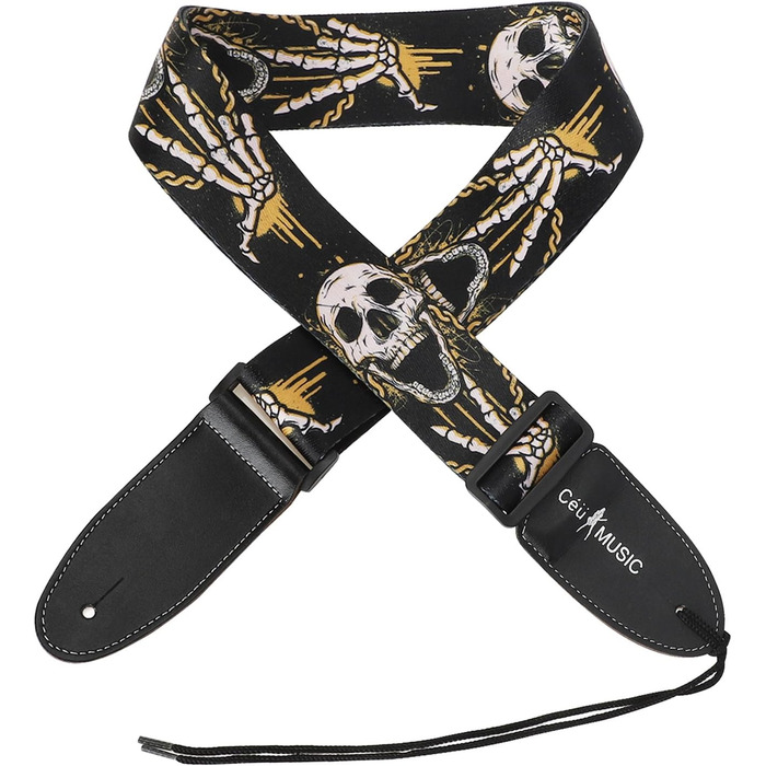 Регульований шкіряний ремінь з черепом для електро- та акустичної гітари та бас-гітари