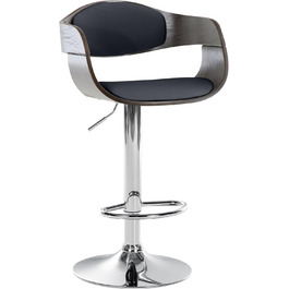 Kingston Adjustable Bar Stool with Faux Leather Seat - Black/Gray