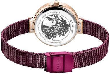 Годинник Bering для жінок Solar | Сонцезахисний годинник з нержавіючої сталі 31 мм, ремінець Milanais, сапфірове скло, 5 ATM, 14631 (14631-969)