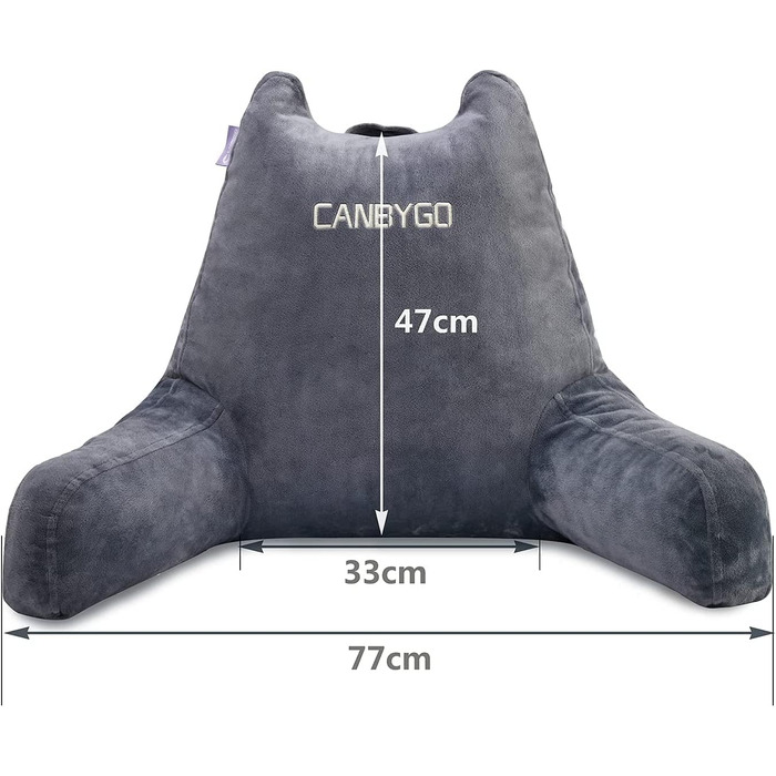 Підкушетник Lesekissen з підлокітниками, Memory Foam, для читання, роботи та ігор, знімний чохол (сірий)