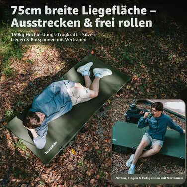 Ультралегке кемпінгове ліжко Naturehike: складане розкладне ліжко для походу, туризму та відпочинку, чорне (Upgraded)