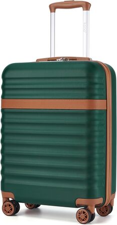 Чемодан-валіза KONO Trolley XL з ABS+PC, 4 колеса, TSA-замок (кремовий/коричневий) та M(55см) темно-зелений/коричневий