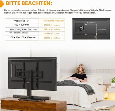 Підставка для телевізора настільна Universal 27-55 дюймів LCD LED VESA 400x400, регульована по висоті, з кабельним каналом