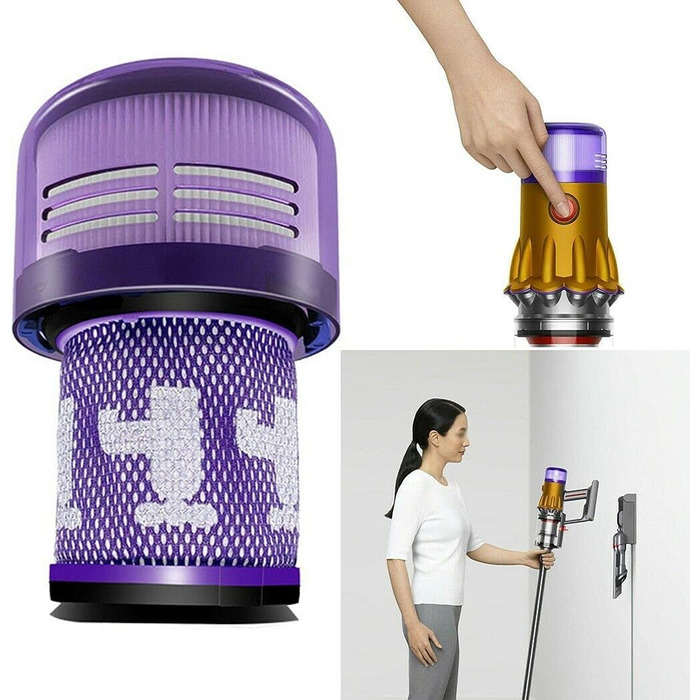 Фільтр HEPA для пилососа Dyson V12 Detect Slim (971517-01) - 3 шт + Щітка для очищення
