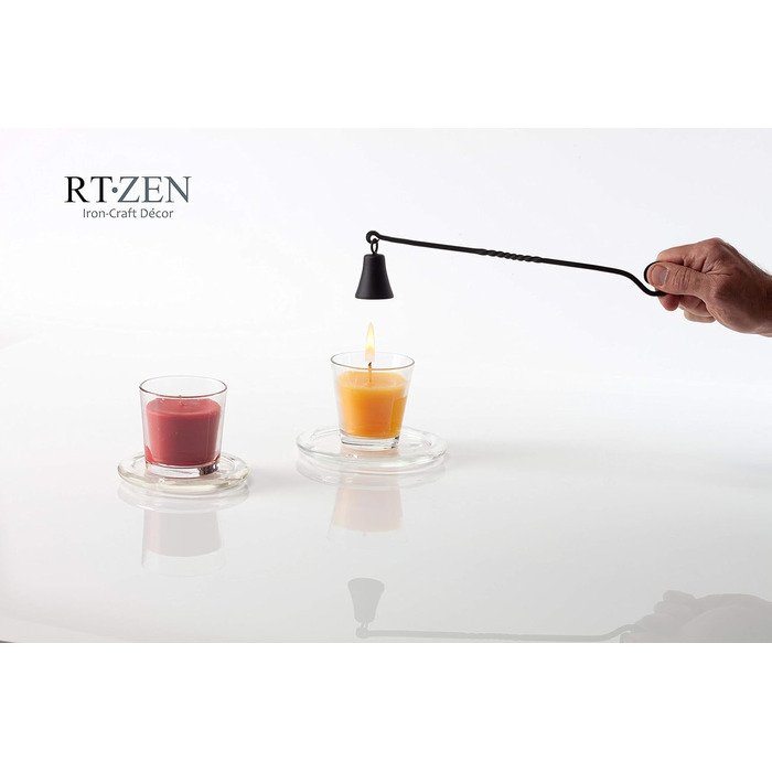 RTZEN - Décor Candle Snuffer with Long Handle, Black Wrought Iron Candle Snuffer, Easily Extinguish Any Candle in Dining Room, Kitchen, Bathroom or Spa, Handmade Authentic Unique Gift