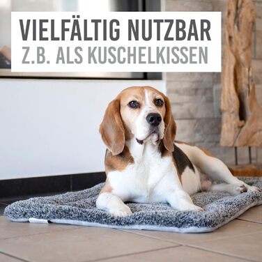 KaraLuna Dog Mat 80 x 55 cm for home & on the go | Washable | 3 sizes available | Dog blanket, dog cushion, padded dog blanket, fluffy (Large, Grey)