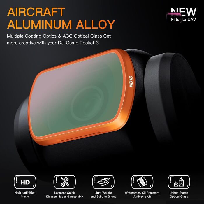 Набір фільтрів ND для DJI Osmo Pocket 3 Creator Combo: ND, CPL, UV, VND (1-5 стопів, 6-9 стопів)