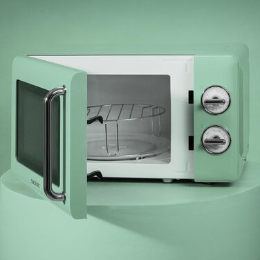 Мікрохвильова піч Cecotec Proclean 3110 Retro Green з грилем, 700 Вт, механічне керування, зелений колір, таймер до 30 хв, функція розморожування, сталеве покриття