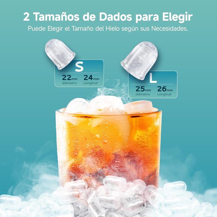EUHOMY Ice Maker - Portable Ice Machine for Home & Kitchen - Fast 6-Minute Ice Production, 12kg Daily Capacity, Self-Cleaning, 2 Ice Cube Sizes, Black/Silver
