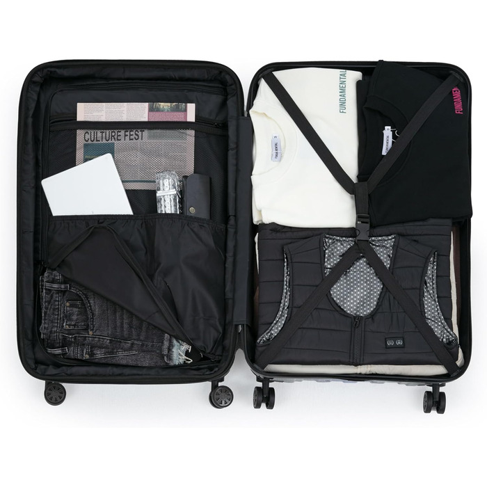 Чохол-валіза Suitline з жорстким корпусом, XL, 96-110 літрів, ABS матовий (Neon Red Yellow, SET)