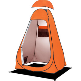 Brian & Dany Pop Up Camping Shower Tent - Portable Changing Tent with Rainfly & Windows - Outdoor Privacy Shelter - UPF 50+ Waterproof - Green/Orange